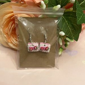 Cute pink Strawberry miniature earrings.
